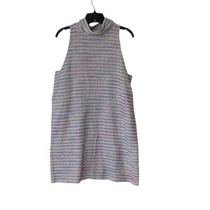 Akemi + Kin Anthropologie Medium Mock Neck Textured Striped Sleeveless Dress